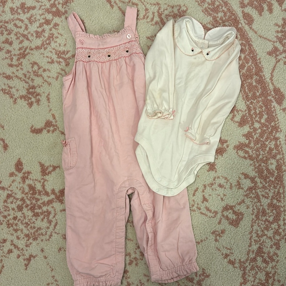 GUC 12-18m Janie and Jack pink cupcake romper set